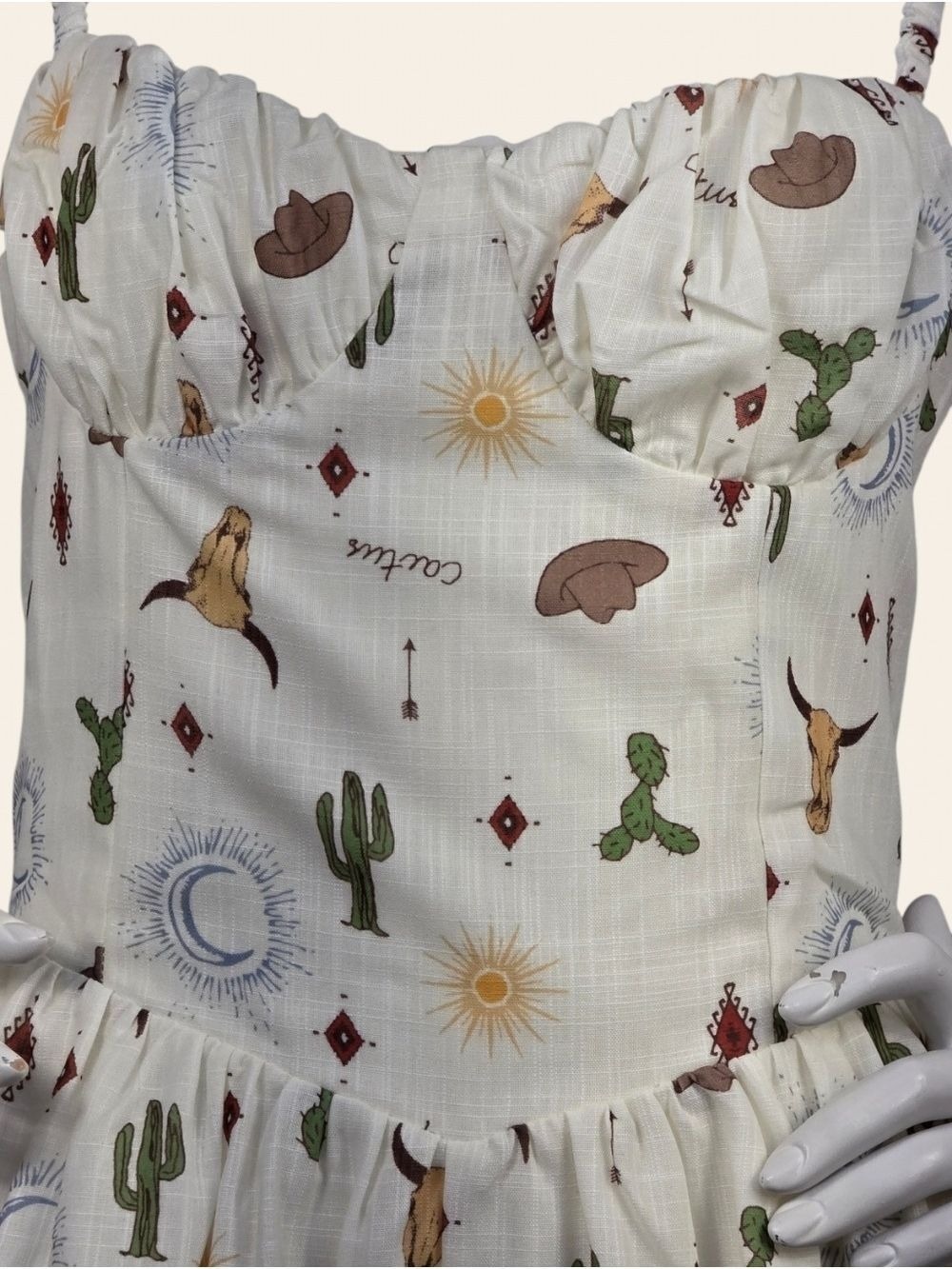 Western Desert Print Romper Lumiere NWT Medium Cactus Festival Stampede - Picture 6 of 11
